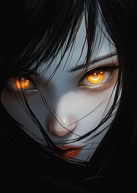 Anime Girl with Fiery Eyes