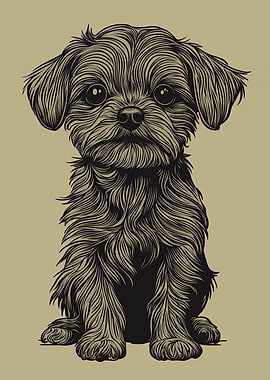 Black and White Dog Illustration