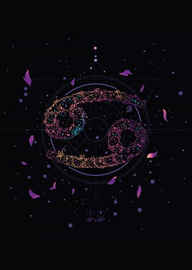 Floral Cancer Zodiac Constellation