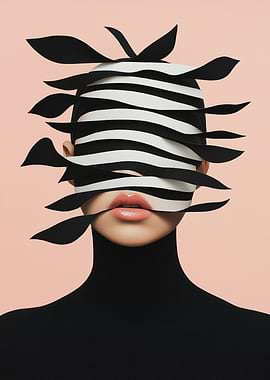 Woman with Abstract Face Mask