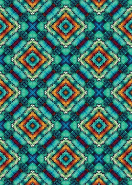 Geometric Teal and Orange Pattern