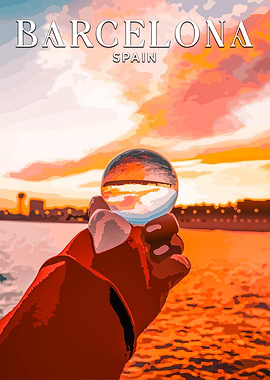 Barcelona Sunset Lensball