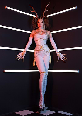 White & Gold Fashion with Antlers