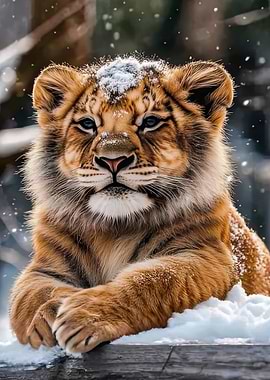 Lion Cub in Winter