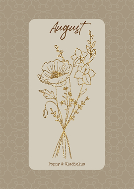 August Birth Flower Poppy and Gladiolus