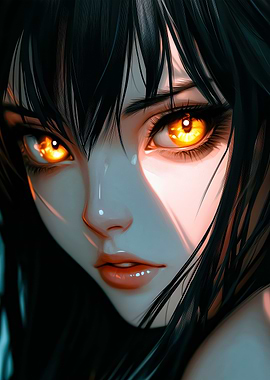 Anime Girl with Golden Eyes
