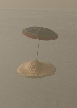 Beach Umbrella on Tiny Island