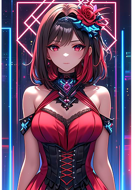 Anime Girl in Red Dress