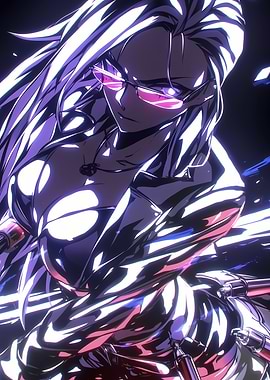 Anime Female Character with Pink Glasses