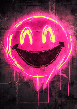 Neon Smiley Face Graffiti