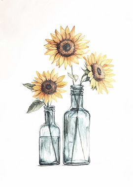 Sunflowers in Bottles