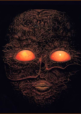 Zdzislaw Beksinsk Glowing Eyes in Darkness