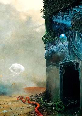 Surreal Landscape with Tower Zdzislaw Beksinsk