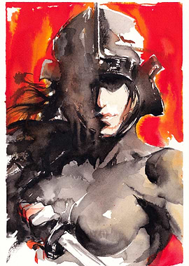 Warrior Ronin Watercolor
