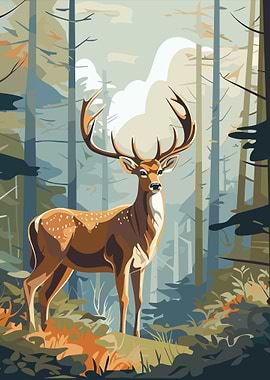 Majestic Deer in Forest