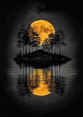 Aesthetic Full Moon Island