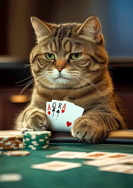 Cat Playing Poker