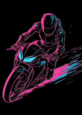 Neon Motorcycle Rider