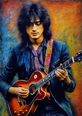 Jimmy Page Watercolor Guitarist