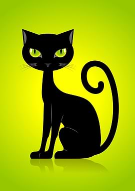 Black Cat with Green Eyes