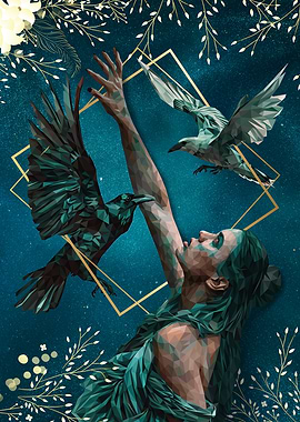 Woman Reaching for Birds