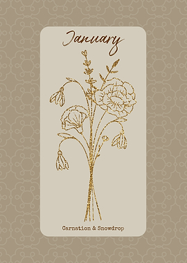 January Birth Month Flower Carnation and Snowdrop