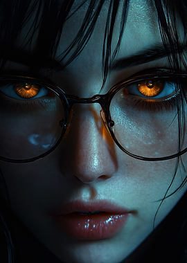 Woman with Glowing Eyes