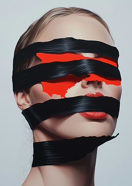 Woman's Face with Black Stripes