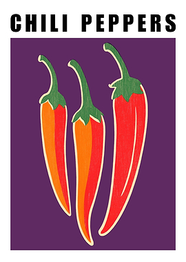Chili Peppers Illustration Kitchen Wall Art