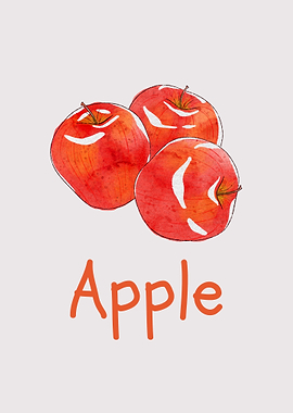 Red Apple Watercolor Illustration