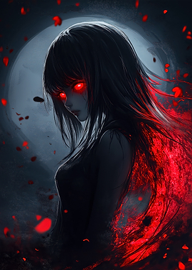 Anime Girl with Red Eyes