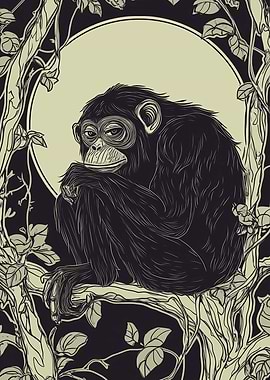 Chimpanzee in Moonlight
