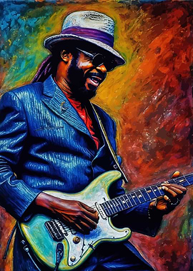 Eddie Hazel Guitarist in Blue Suit