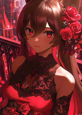 Anime Girl in Red Dress