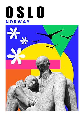 Oslo Norway Mid Century Travel Poster