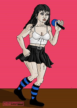 Pixel Art Girl Singing