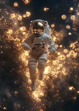 Surrounded by soft golden dandelions that float se