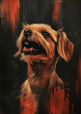 Dog Portrait with Red Strokes