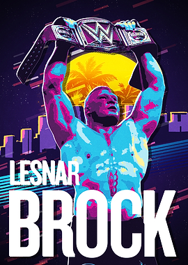 Brock Lesnar WWE Champion retro art
