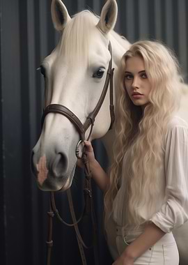 Woman and White Horse