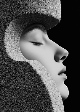 Woman in Abstract Helmet