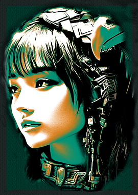 Cyberpunk Woman with Eagle