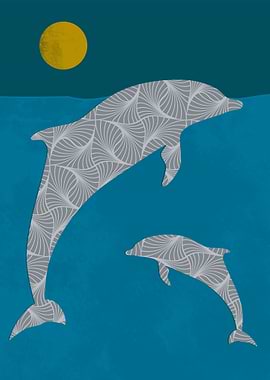 Dolphin Silhouette Art