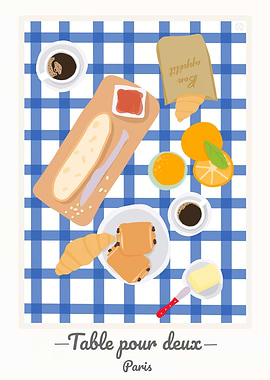 Parisian French Breakfast Table for Two