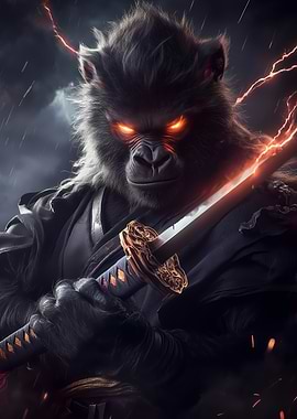 Gorilla Samurai Warrior Animal