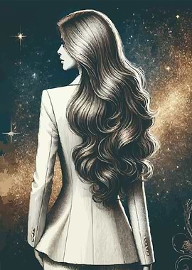 Woman with Long Hair in Space