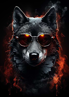 Black Wolf in Sunglasses