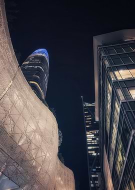 Nighttime Cityscape with Skyscrapers