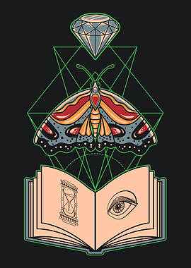 Moth, Diamond, and Book