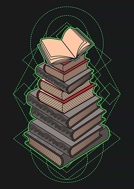 Stack of Books with Geometric Design